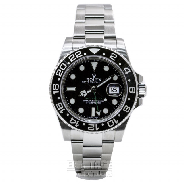 Pre-Owned Stainless Steel Rolex GMT-Master II 116710 with Black Dial